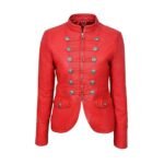 Crimson Commander women’s leather jacket – front (SBWJ-00001)