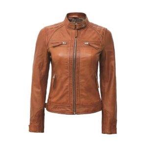 Cognac Racer Quilted Jacket