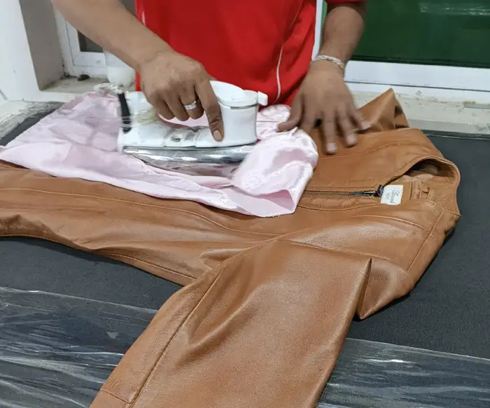Leather Jacket Manufacturing Process pressing and packing