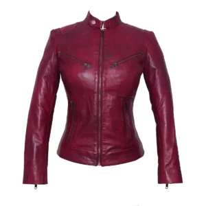 Signature Merlot Fitted Moto Coat