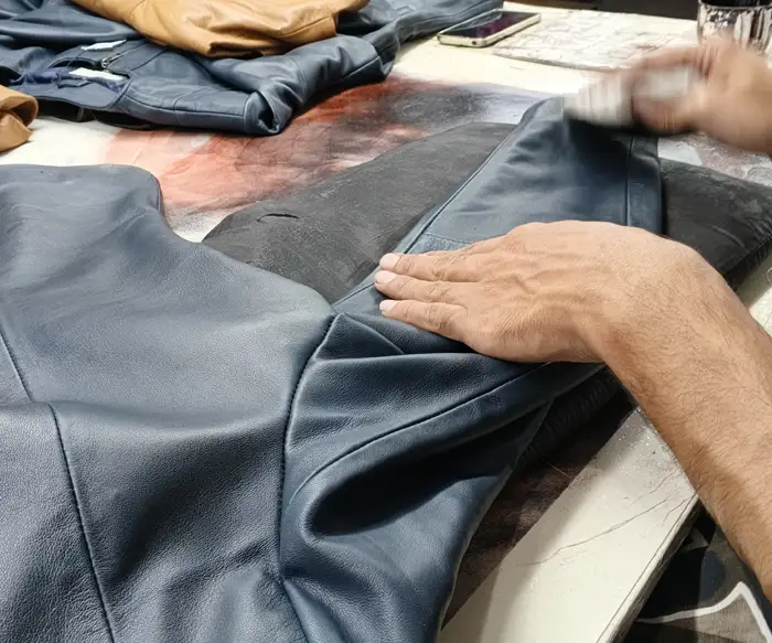Leather Jacket Manufacturing Process waxing and finishing