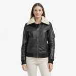 Midnight Luxe Shearling Aviator Flight Jacket