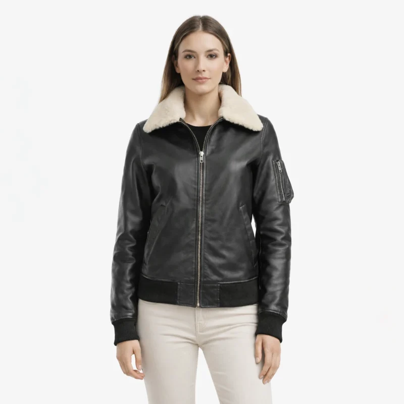 Midnight Luxe Shearling Aviator Flight Jacket