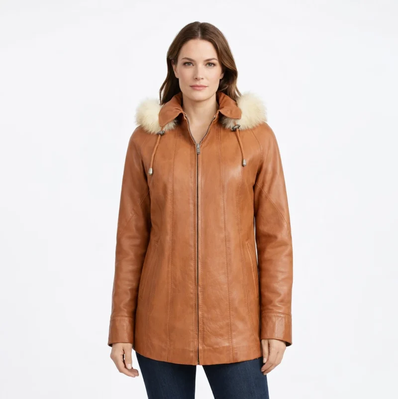 Noir Prestige Tailored Leather Coat frnt Noir Prestige Tailored Leather Coat