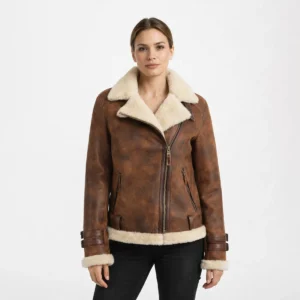 Obsidian Prestige Modern Shearling Aviator Bomber