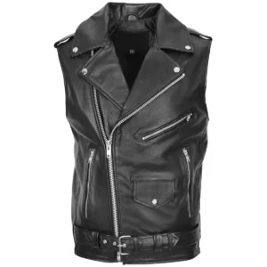 Apex Noir Premium Black Leather Vest