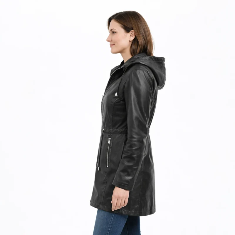 Shadowline Elegant Half-Length Leather Coat