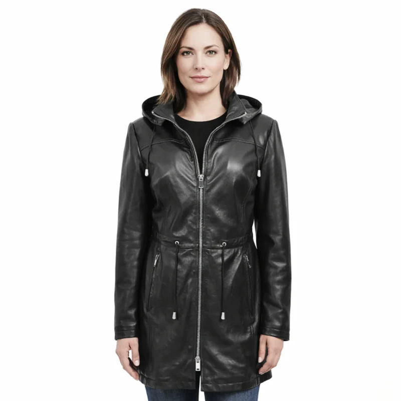 Shadowline Elegant Half-Length Leather Coat
