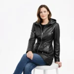 Shadowline Elegant Half-Length Leather Coat
