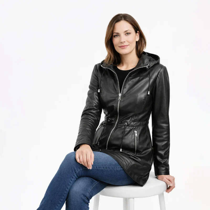 Shadowline Elegant Half-Length Leather Coat
