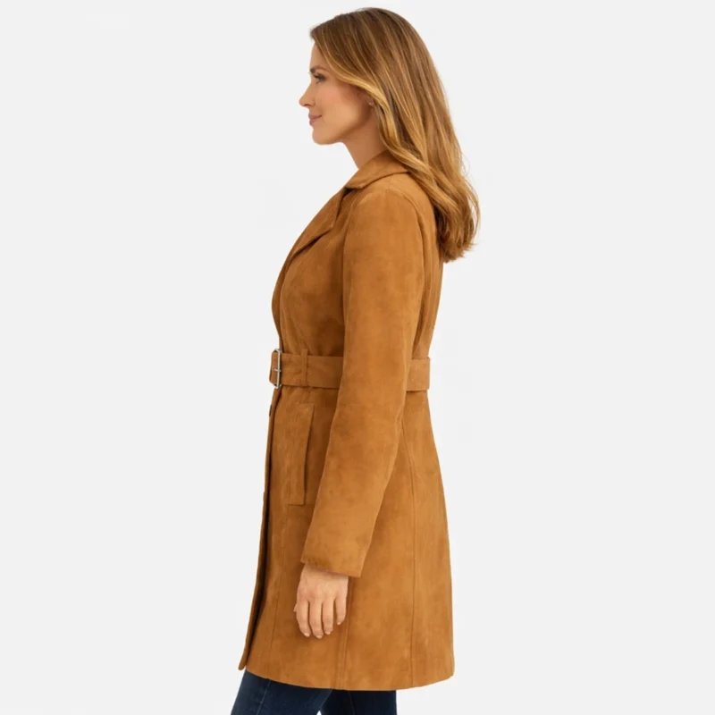 Sienna Reverie Belted Suede Leather Coat