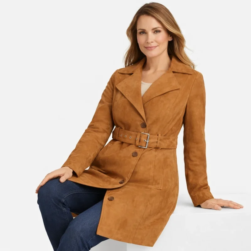 Sienna Reverie Belted Suede Leather Coat