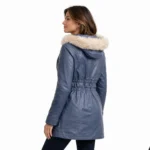 Velour Edge Luxury Leather Coat