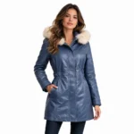 Velour Edge Luxury Leather Coat